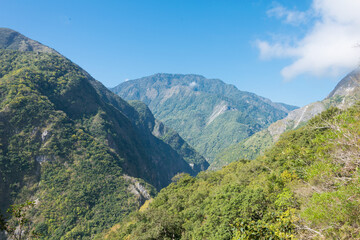 Fototapeta na wymiar Beautiful scenic view from Zhuilu Old Road in Taroko National Park, Xiulin, Hualien, Taiwan.