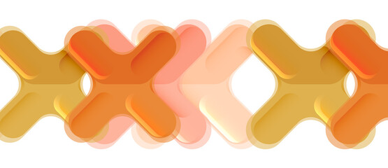 Glossy multicolored plastic style cross composition, x shape design, techno geometric modern abstract background. Trendy abstract layout template