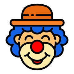 Smiling clown icon. Outline smiling clown vector icon for web design isolated on white background