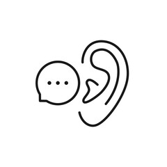 black linear bubble with ear like whisper