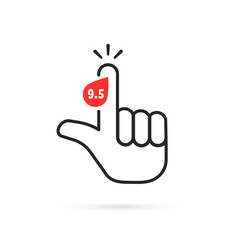 thin line forefinger with high glucose level