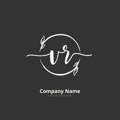 V R VR Initial handwriting and signature logo design with circle. Beautiful design handwritten logo for fashion, team, wedding, luxury logo.