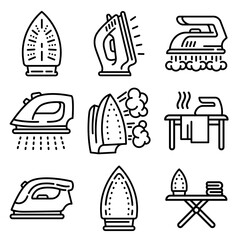 Smoothing-iron icons set. Isometric set of smoothing-iron vector icons for web design isolated on white background