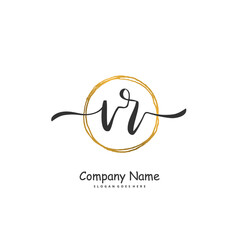 V R VR Initial handwriting and signature logo design with circle. Beautiful design handwritten logo for fashion, team, wedding, luxury logo.