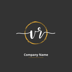 V R VR Initial handwriting and signature logo design with circle. Beautiful design handwritten logo for fashion, team, wedding, luxury logo.