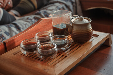 tea ceremony with chinaware 