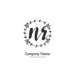 Fototapeta premium N R NR Initial handwriting and signature logo design with circle. Beautiful design handwritten logo for fashion, team, wedding, luxury logo.