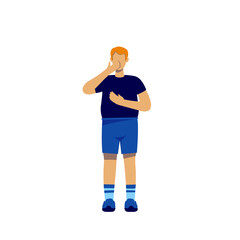 Deaf man flat color vector faceless character
