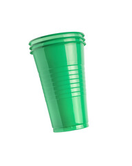 green plastic glasses isolated on white