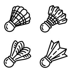 Shuttlecock icons set. Outline set of shuttlecock vector icons for web design isolated on white background