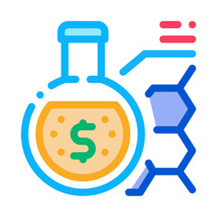 laboratory flask with liquid and banknote icon vector. laboratory flask with liquid and banknote sign. color symbol illustration