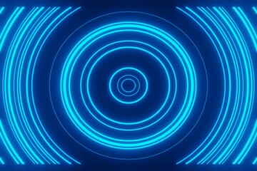 Abstract high-tech Sci-fi tunnel with neon lights 3d rendering