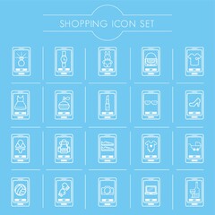 mobile shopping icon set