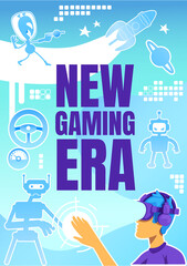New gaming era poster flat vector template