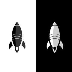 Black & White startup Rocket launch icon. Vector transparent icon