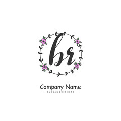 B R BR Initial handwriting and signature logo design with circle. Beautiful design handwritten logo for fashion, team, wedding, luxury logo.