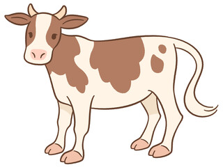 茶色い牛の手描き風イラスト