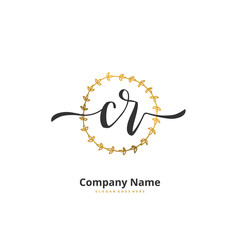 C R CR Initial handwriting and signature logo design with circle. Beautiful design handwritten logo for fashion, team, wedding, luxury logo.