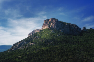High mountain in evening time. Beautiful natural landscape