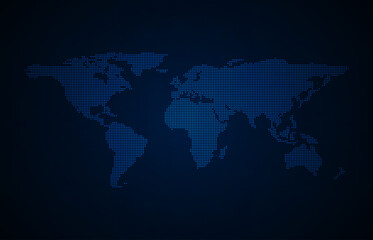 Dotted world map vector background. Communications network technology concept