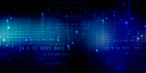 2d illustration abstract digital binary data on computer screen