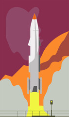 vector illustration, space retro postcard, vector