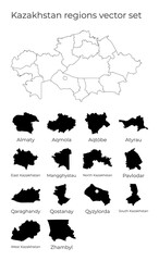Kazakhstan map with shapes of regions. Blank vector map of the country with regions. Borders of the country for your infographic. Vector illustration.