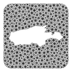 Covid-2019 virus map of Kangaroo Island collage formed with rounded square and carved shape. Vector map of Kangaroo Island composition of covid-2019 parts in variable sizes and gray color tones.
