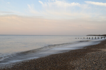 Sunset/dusk at Gorleston beach, Norfolk, UK