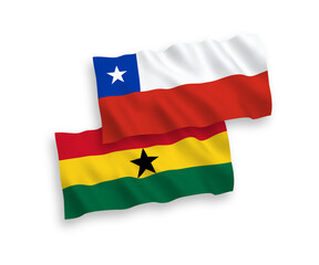 Flags of Chile and Ghana on a white background