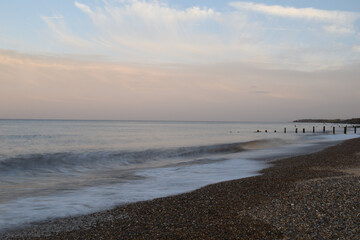 Sunset/dusk at Gorleston beach, Norfolk, UK