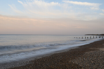 Sunset/dusk at Gorleston beach, Norfolk, UK