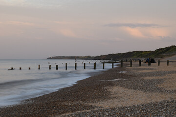 Fototapeta premium Sunset/dusk at Gorleston beach, Norfolk, UK