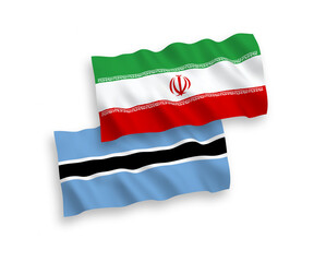 Flags of Botswana and Iran on a white background