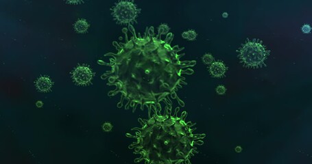 Coronavirus 2019-ncov strain closeup in a microscope. Novel Coronavirus or Covid-19 dangerous pathogen studied under a microscope. 4K Realistic virus model animation in 3D - Powered by Adobe