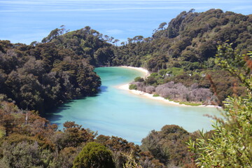 Lac turquoise du parc Abel Tasman, Nouvelle Zélande	