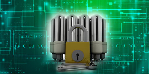 3d rendering fluorescent cfl lamp