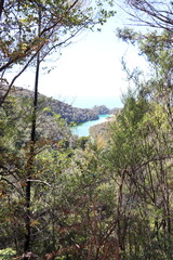 Lac turquoise du parc Abel Tasman, Nouvelle Zélande	