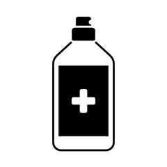 antiseptic in a bottle with a spray , silhouette style icon