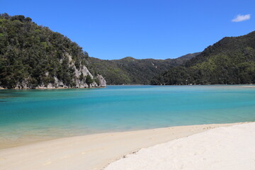 Plage paradisiaque du parc Abel Tasman, Nouvelle Zélande