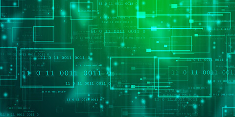 2d illustration abstract digital binary data on computer screen