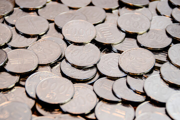 Pile Of One Thousand Rupiah Coin 