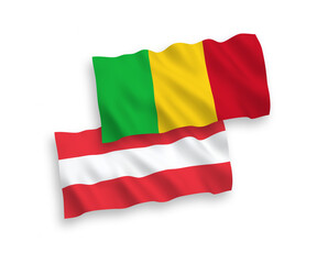 Flags of Austria and Mali on a white background