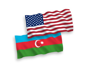 Flags of Azerbaijan and America on a white background