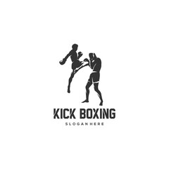 Fototapeta na wymiar kick boxing silhouette logo vector