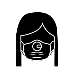 woman wearing medical surgical face mask , silhouette style icon