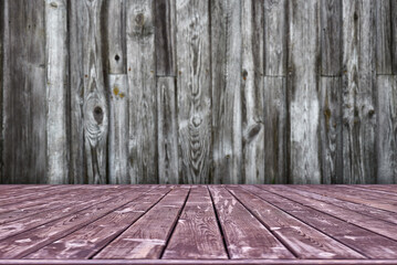 Wood background - table with wooden wall. Wooden table background. Empty display