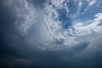 Fototapeta na wymiar Dark thunderclouds on a blue sky.