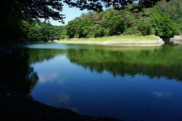 Lake in the forest, reflection in the water, beautiful scenery