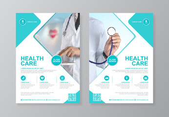 Corporate healthcare and medical cover and back page a4 flyer design template for print